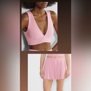 Aritzia Golden Butter Baseline Micro Skirt‎ & Plunge Bra Top Pink Set Size S NWT